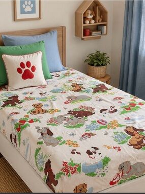 Vintage  collectible Tonka Pound Puppy 1985 flat twin sheet